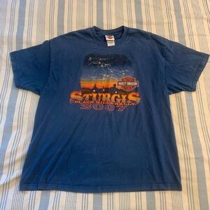 Super cool 2000s Harley Davidson blue t sturgis t shirt